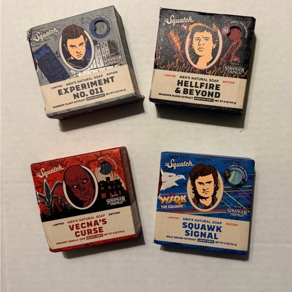Dr Squatch Limited Edition X Stranger Things Unisex Bar Soap- Qty 4 Season 5